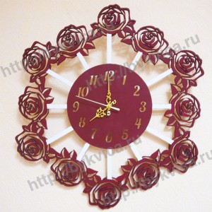 Часы настенные деревянные "розы"