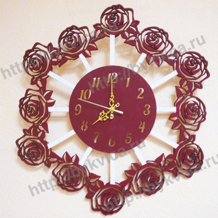 Часы настенные деревянные "розы"