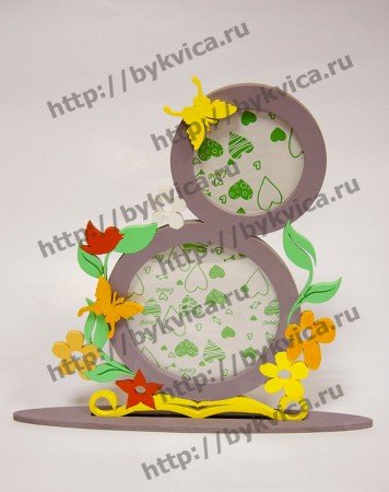 Рамка деревянная "Двойной круг-8 марта"