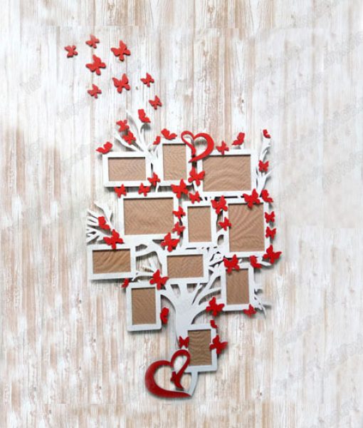 Рамка в виде дерева с бабочками и цветами