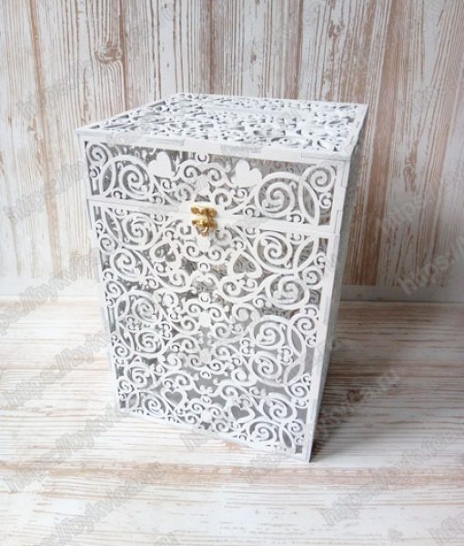 Свадебная коробка для денег из дерева с ажурами