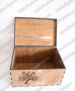Сундук для денег на свадьбу с гравированным деревом тов 3