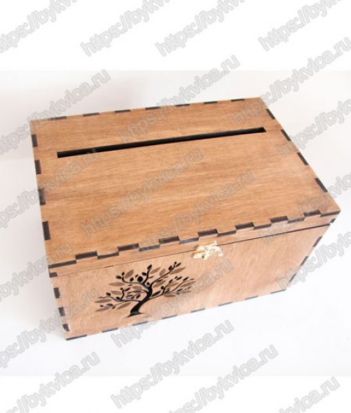 Сундук для денег на свадьбу с гравированным деревом