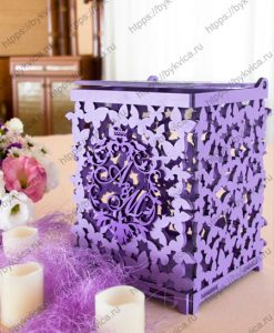 Коробка для денег на свадьбу с инициалами молодоженов