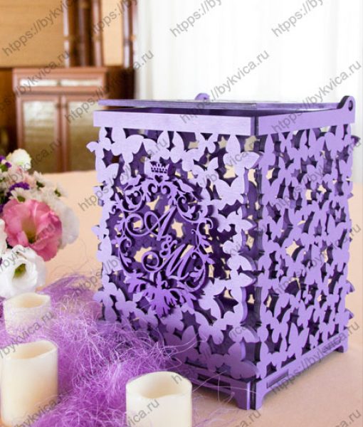 Коробка для денег на свадьбу с инициалами молодоженов