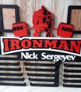 Медальница из дерева с фото рамками "IronMan"-Тов2
