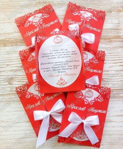 priglas26 Пригласительные на свадьбу с ажуром и бантом